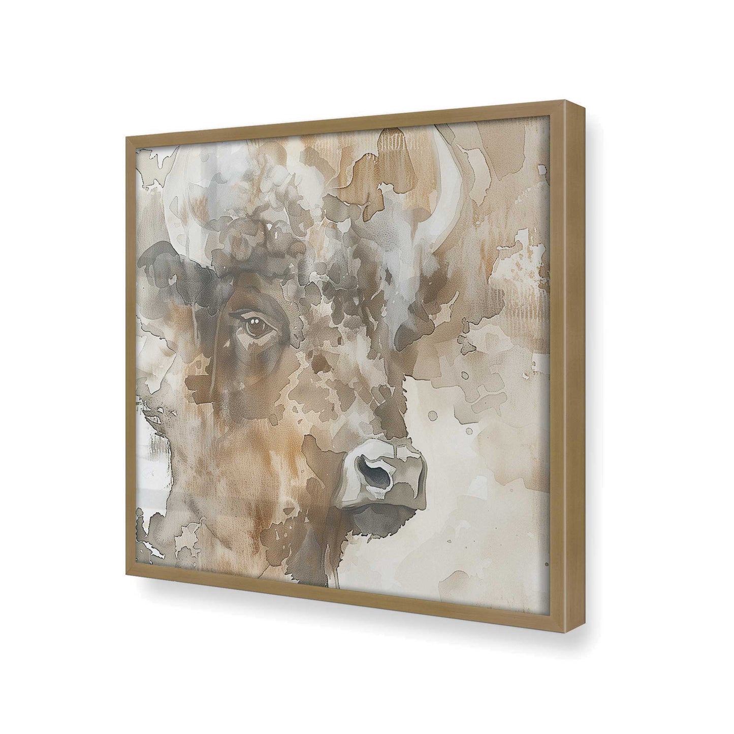 [Color:Brushed Gold], Picture of art in a Brushed Gold frame at an angle