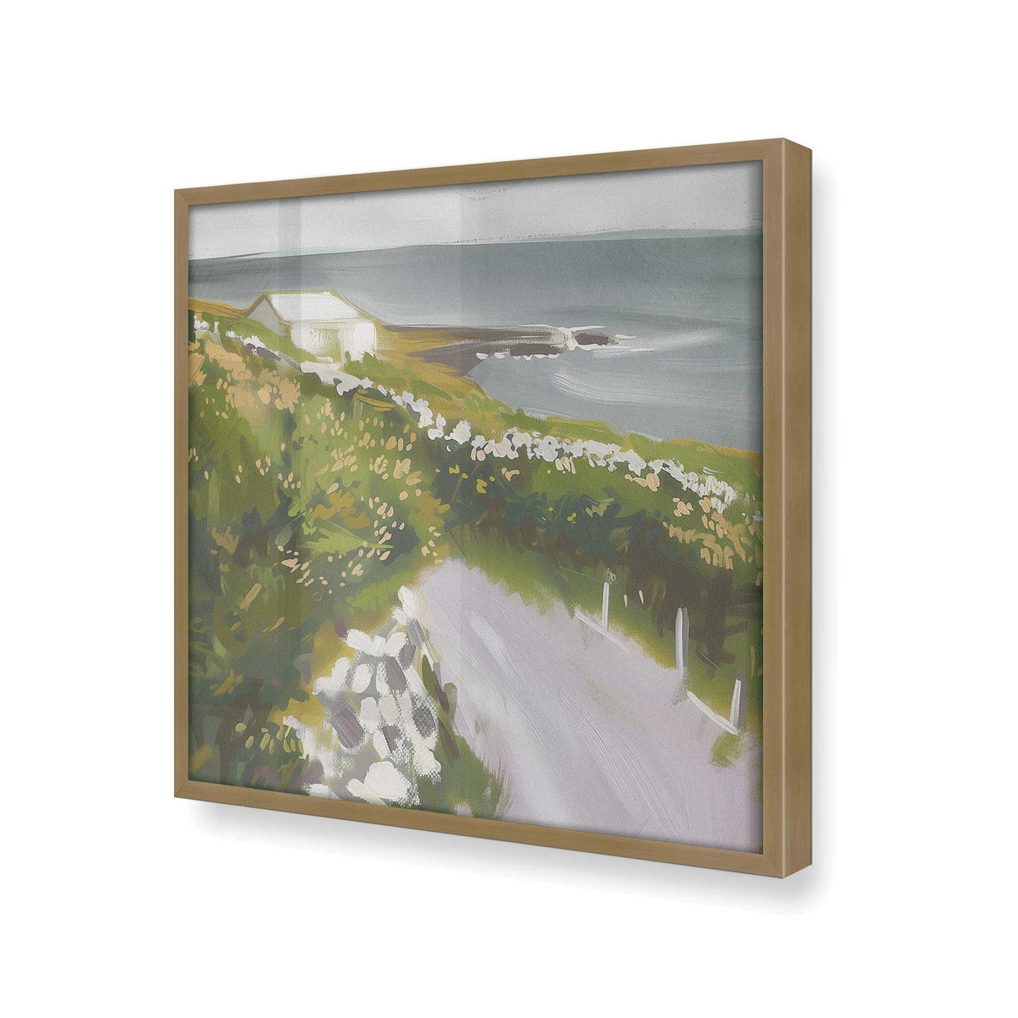 [Color:Brushed Gold], Picture of art in a Brushed Gold frame at an angle