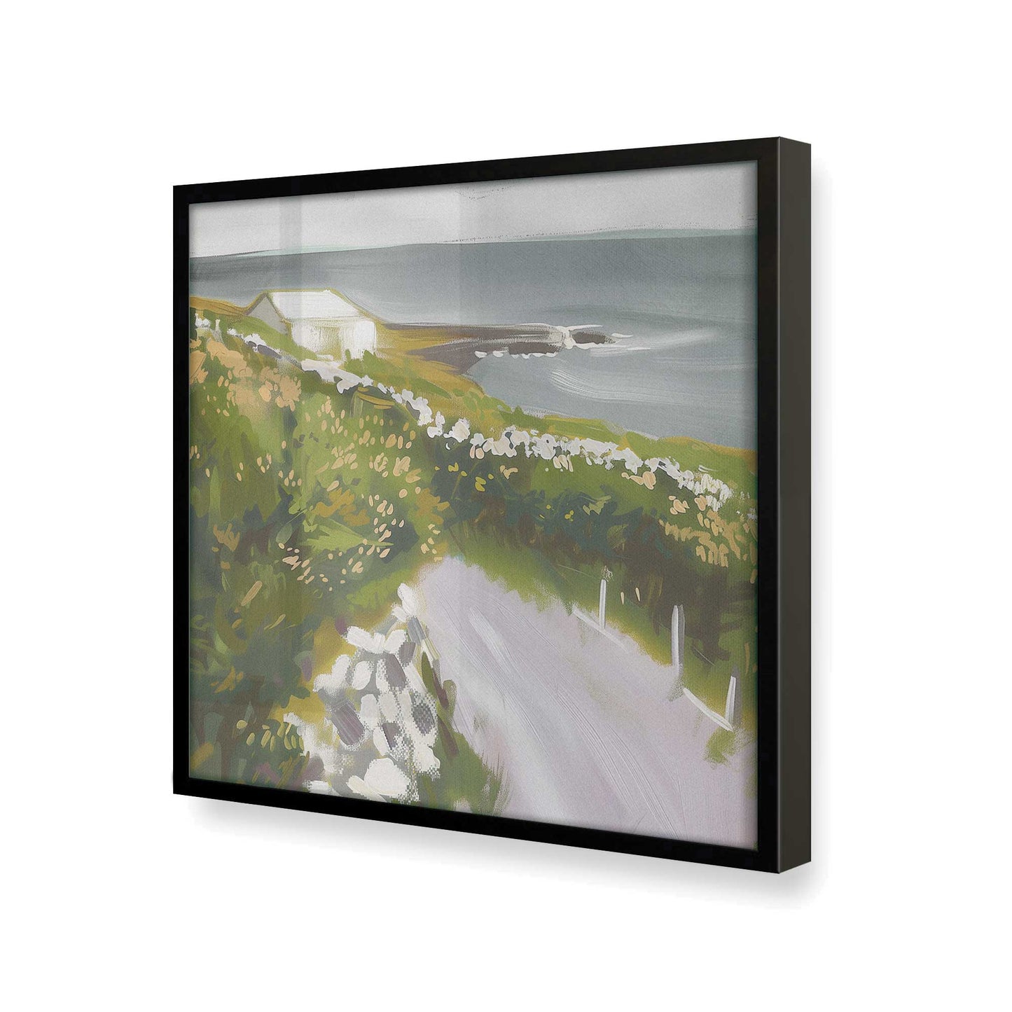 [Color:Satin Black], Picture of art in a Satin Black frame at an angle