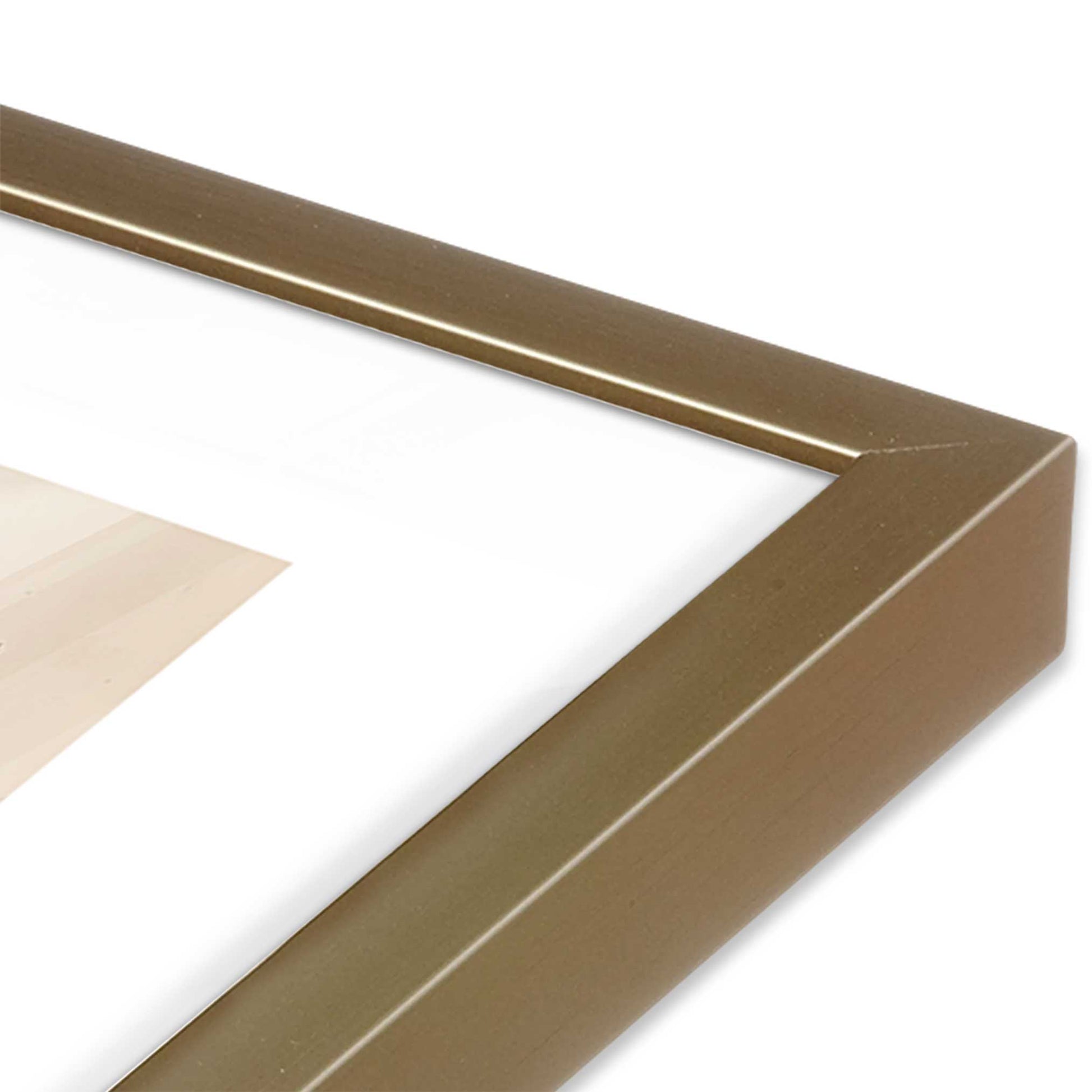 [Color:Brushed Gold], Picture of art in a Brushed Gold frame at an angle