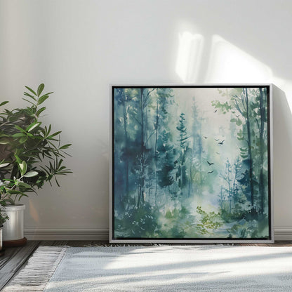 Blue and Green Enchanted Forest I Print on Canvas