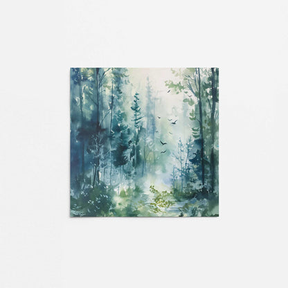 Blue and Green Enchanted Forest I Promotional Rolled Print