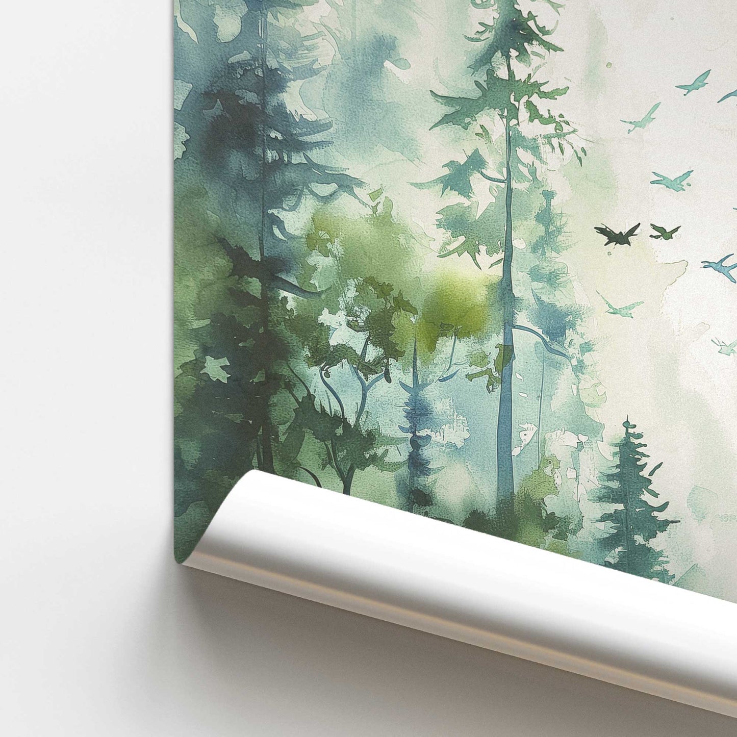 Woodland Birds in Mist II Promotional Rolled Print