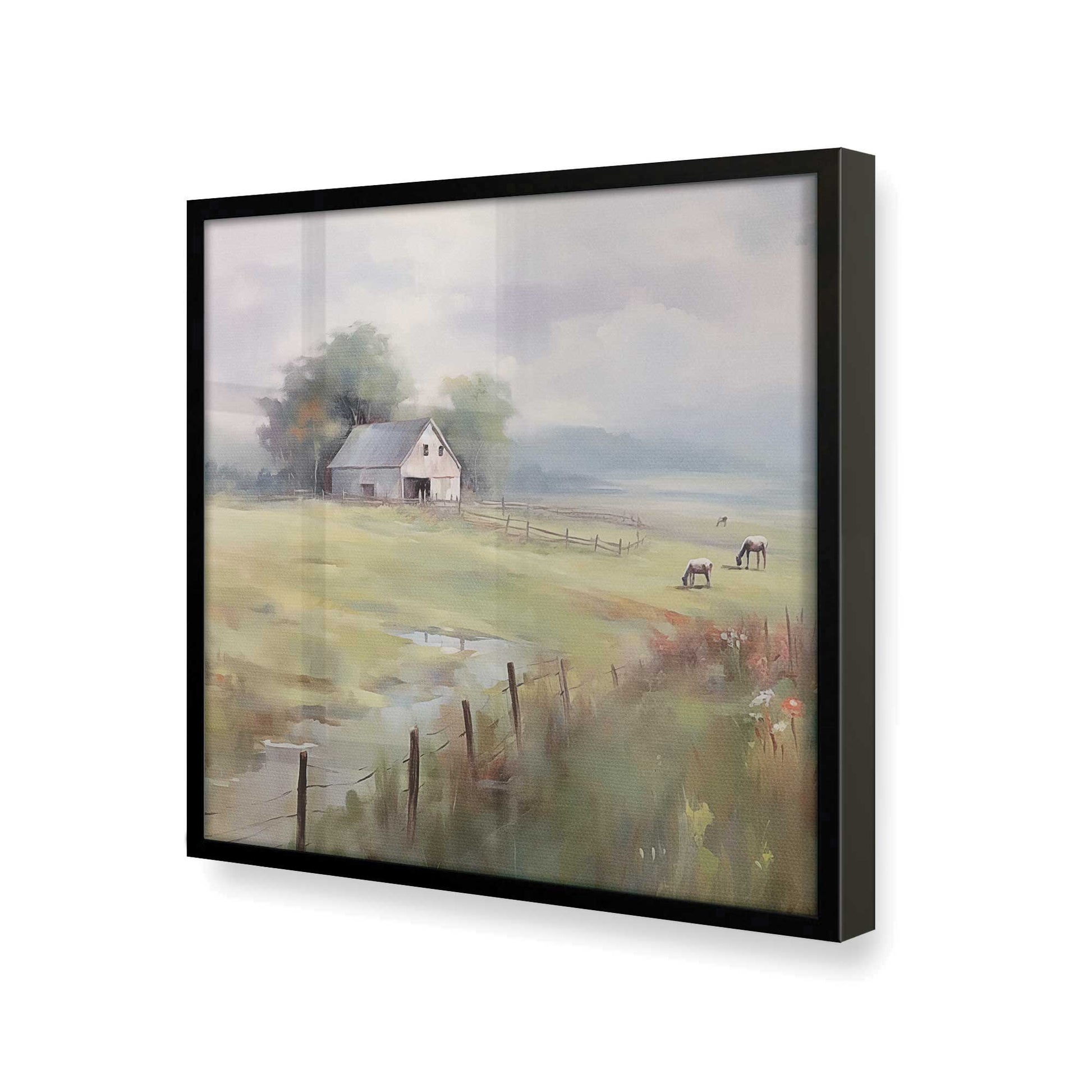 [Color:Satin Black], Picture of art in a Satin Black frame at an angle