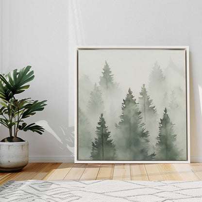 Green Haze Woodland I Print on Canvas