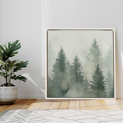 Green Haze Woodland II Print on Canvas