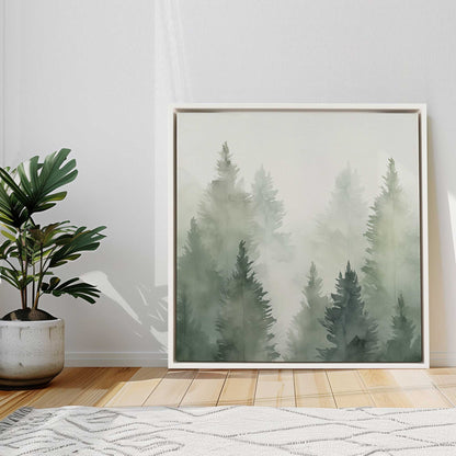 Green Haze Woodland III Print on Canvas