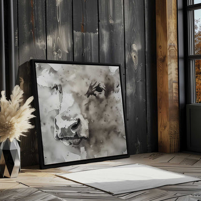 Monochrome Abstract Cow II Print on Canvas