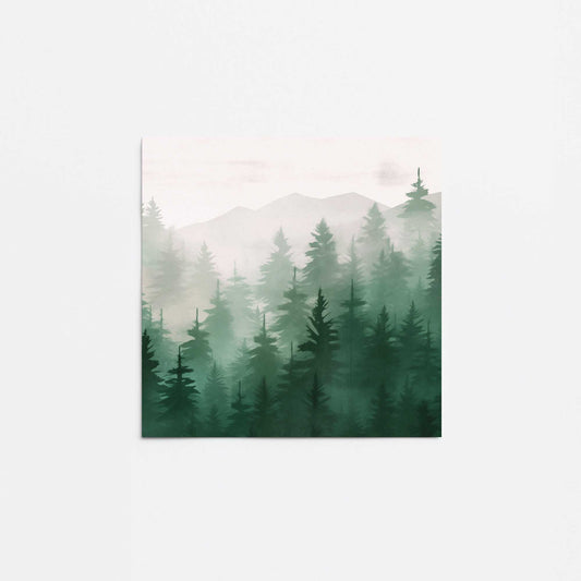 Misty Pine Forest in Green Promotional Rolled Print