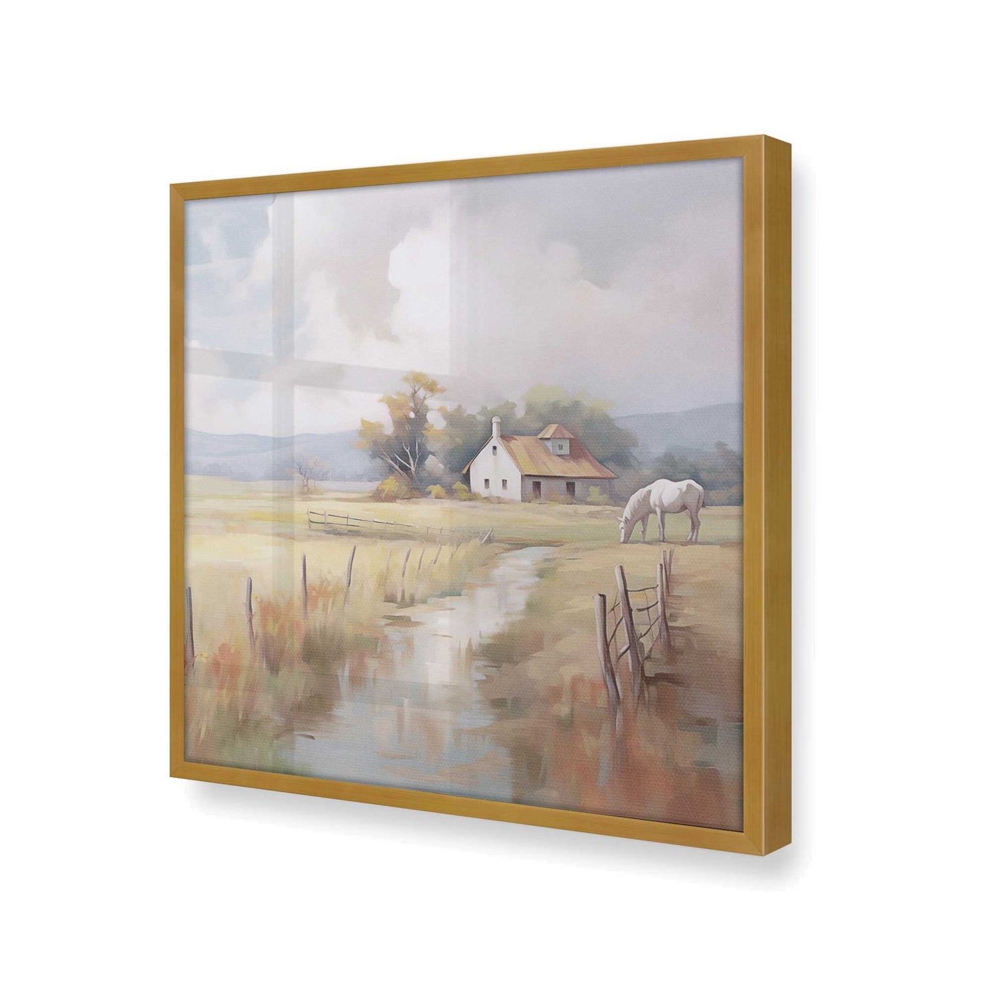 [Color:Polished Gold], Picture of art in a Polished Gold frame at an angle