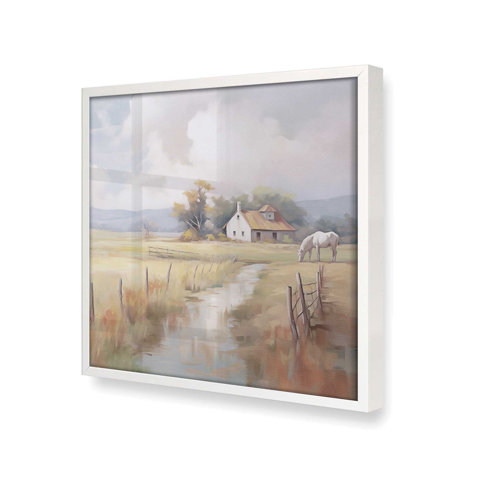 [Color:Opaque White], Picture of art in a Opaque White frame at an angle