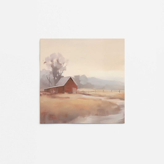 Barn and Misty Fields Promotional Rolled Print