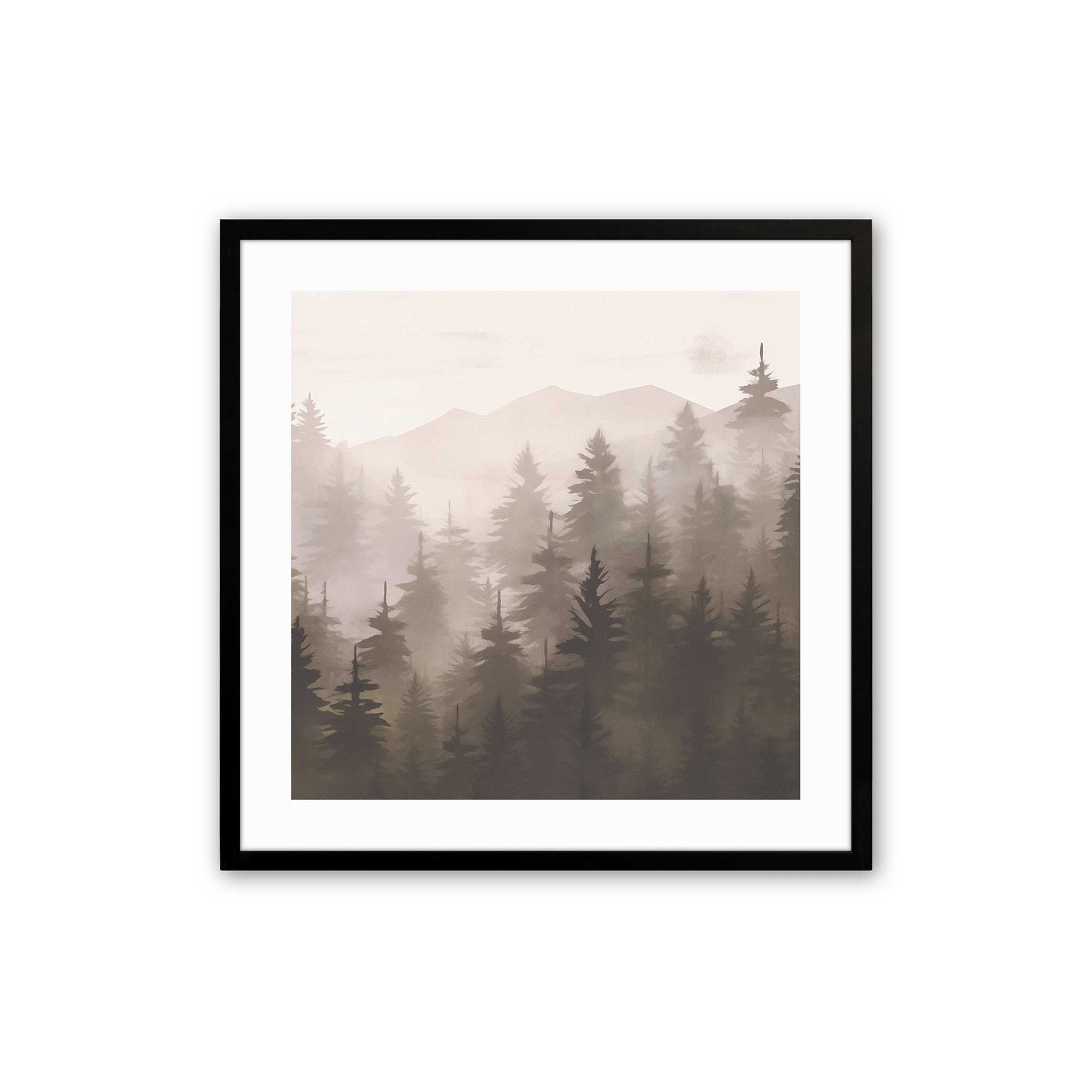 misty pine forest framed print