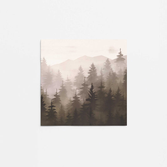 Misty Pine Forest in Brown Promotional Rolled Print