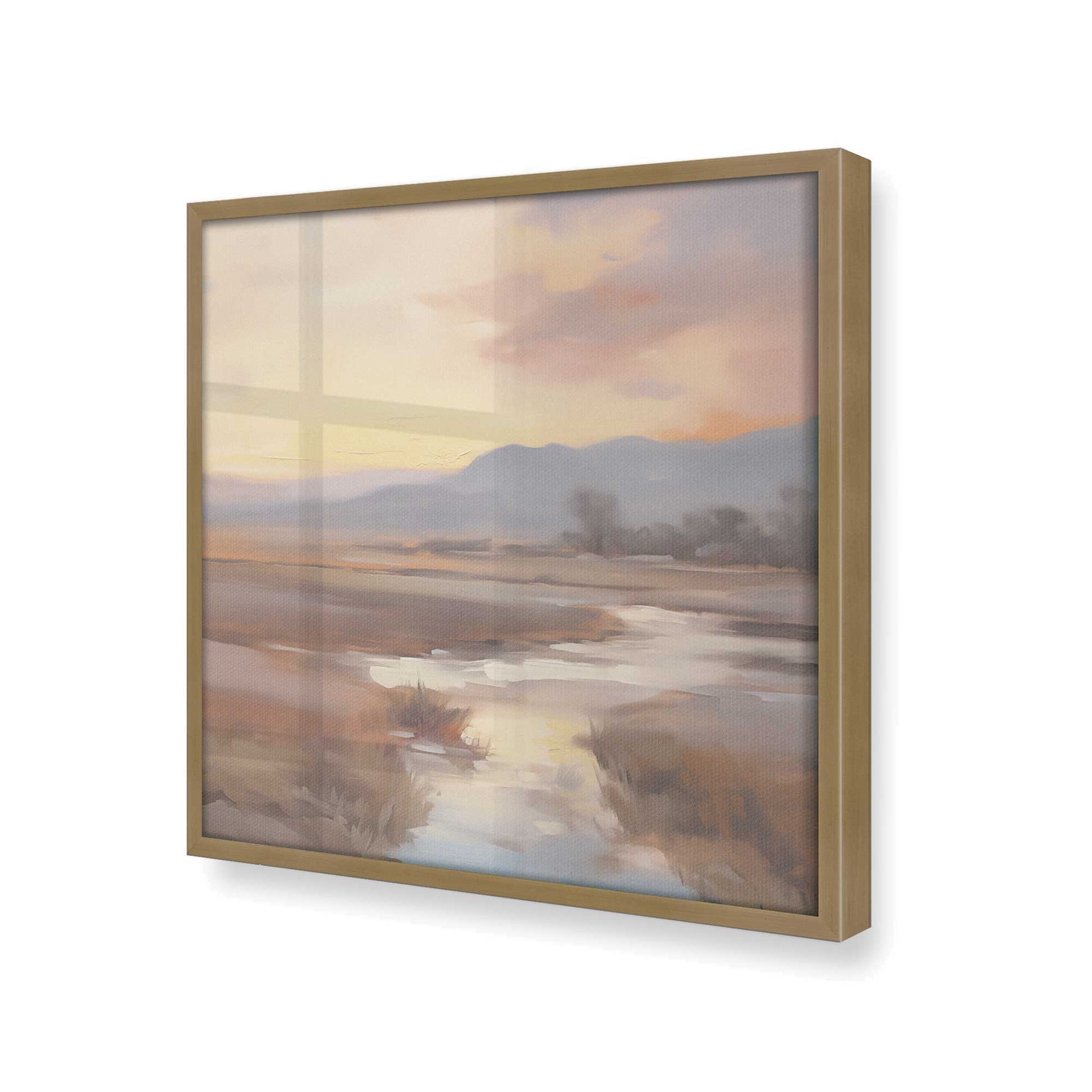 [Color:Brushed Gold], Picture of art in a Brushed Gold frame at an angle