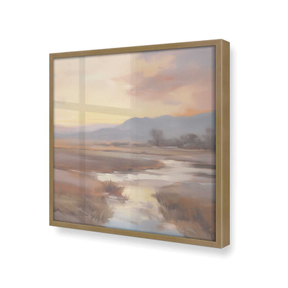 [Color:Brushed Gold], Picture of art in a Brushed Gold frame at an angle