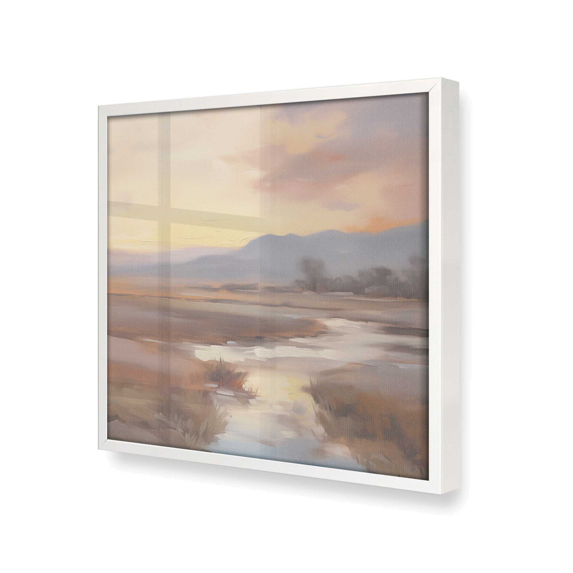 [Color:Opaque White], Picture of art in a Opaque White frame at an angle