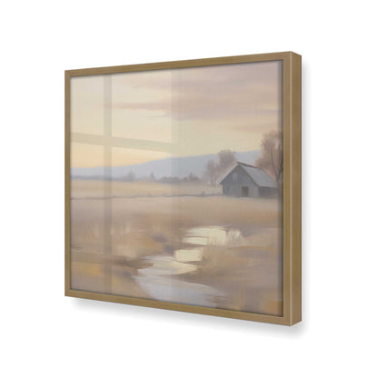 [Color:Brushed Gold], Picture of art in a Brushed Gold frame at an angle