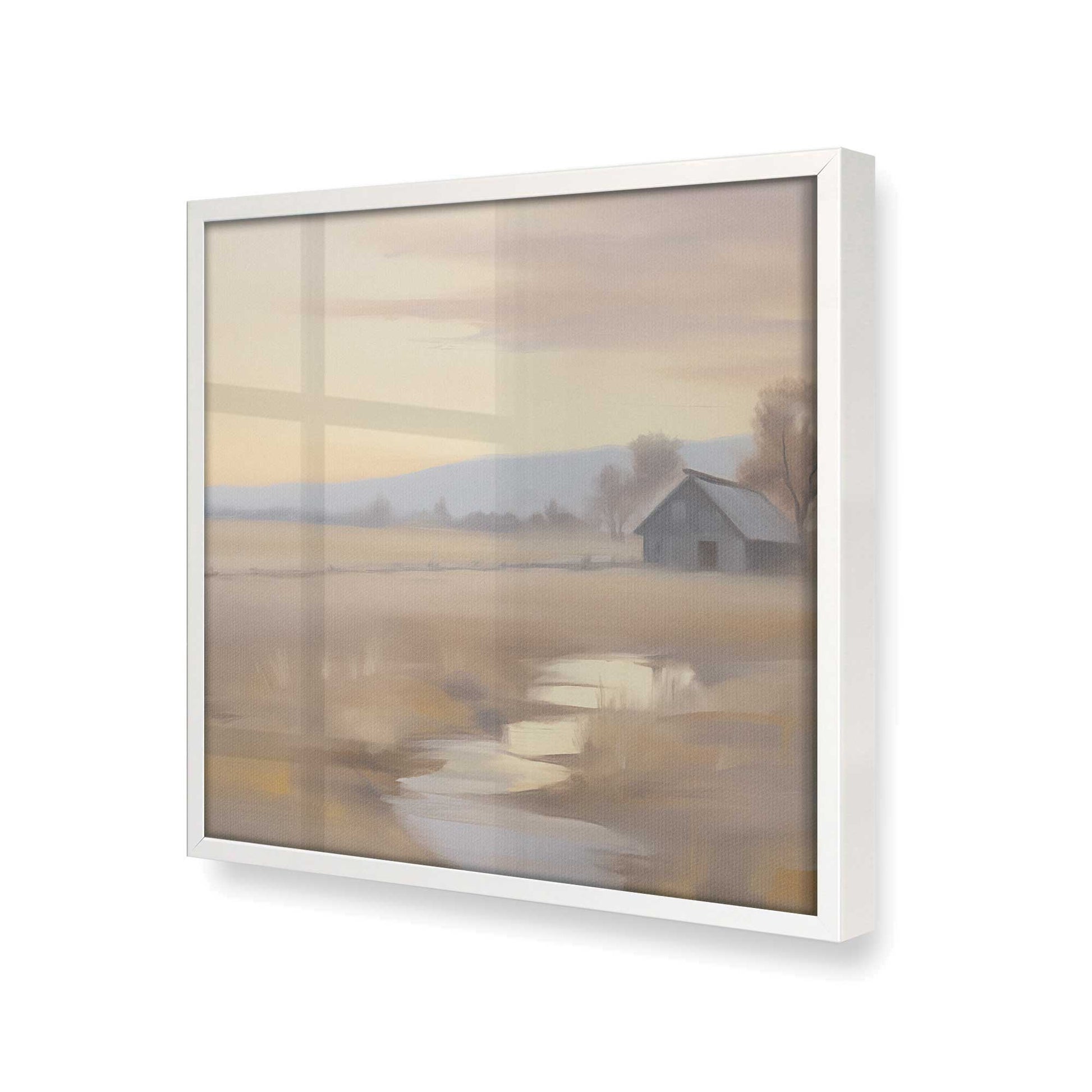 [Color:Opaque White], Picture of art in a Opaque White frame at an angle