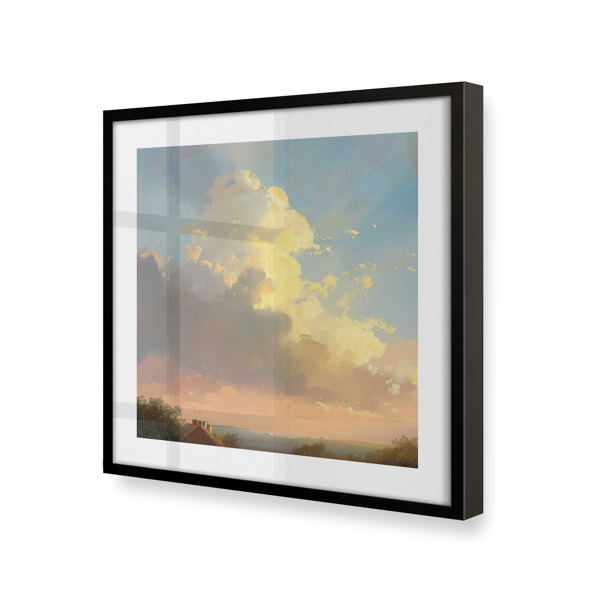 [Color:Satin Black], Picture of art in a Satin Black frame at an angle