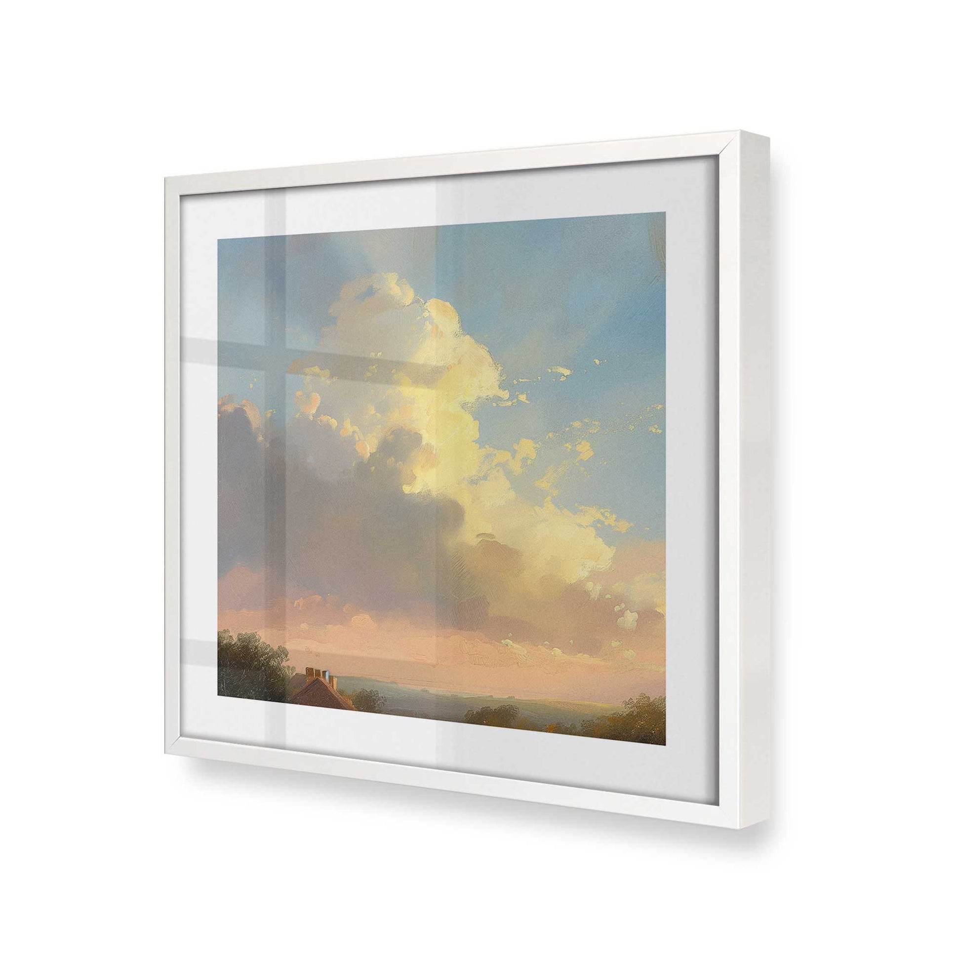 [Color:Opaque White], Picture of art in a Opaque White frame at an angle