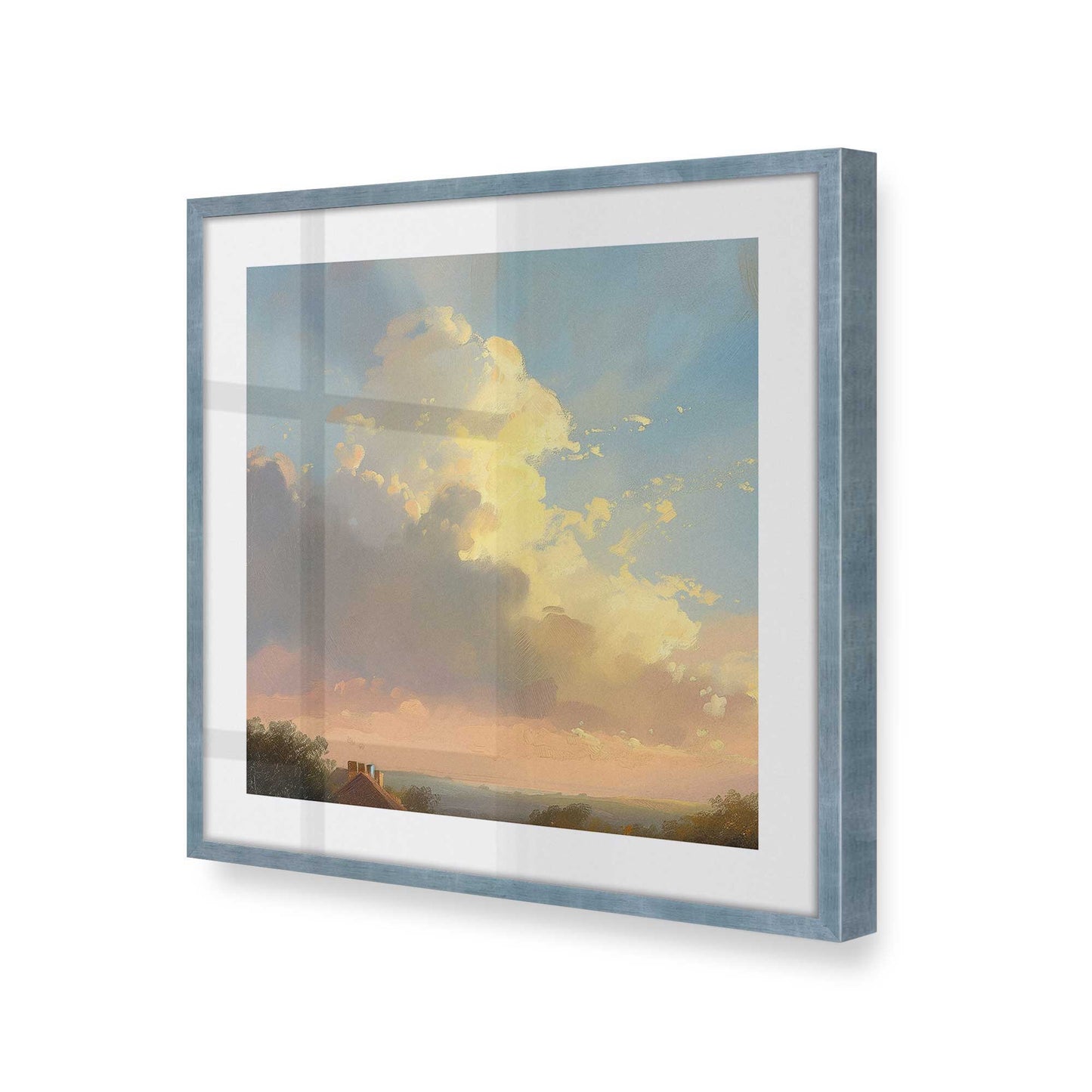 [Color:Electric Sky], Picture of art in a Electric Sky frame at an angle