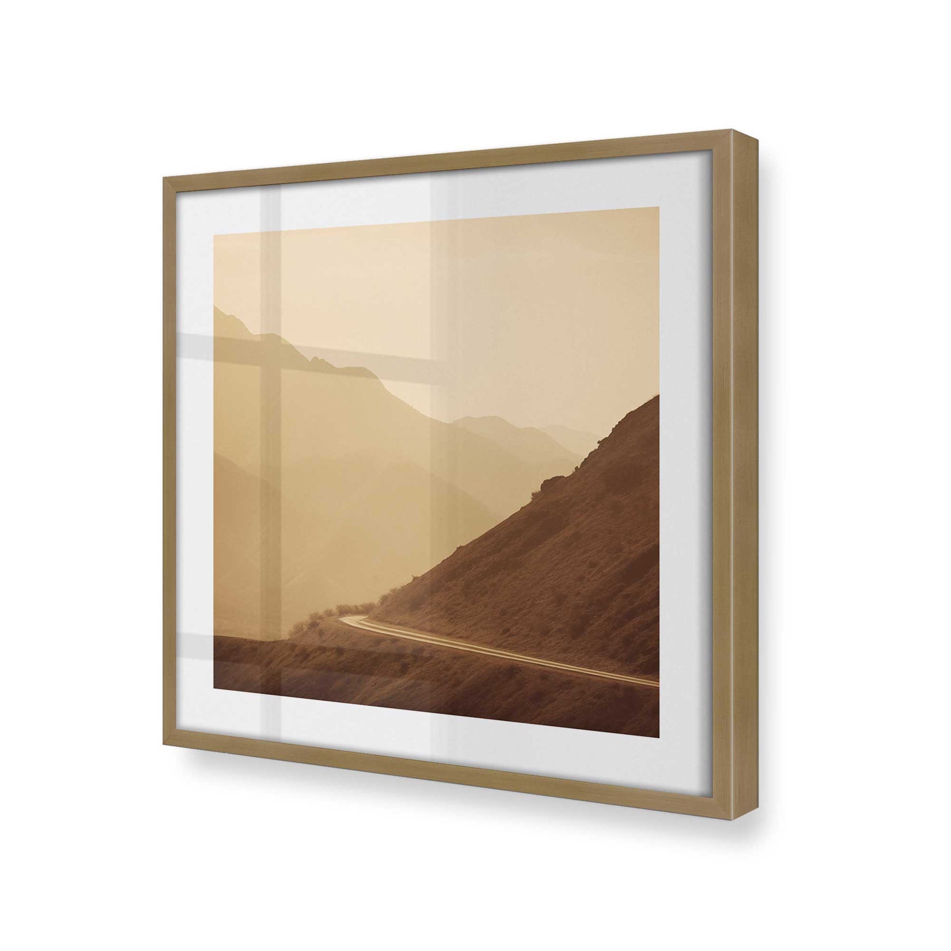 [Color:Brushed Gold], Picture of art in a Brushed Gold frame at an angle