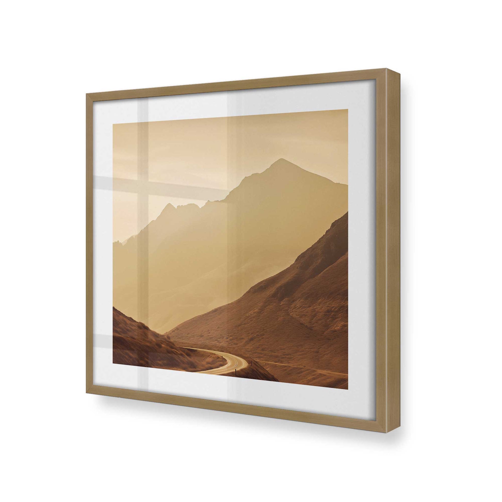 [Color:Brushed Gold], Picture of art in a Brushed Gold frame at an angle