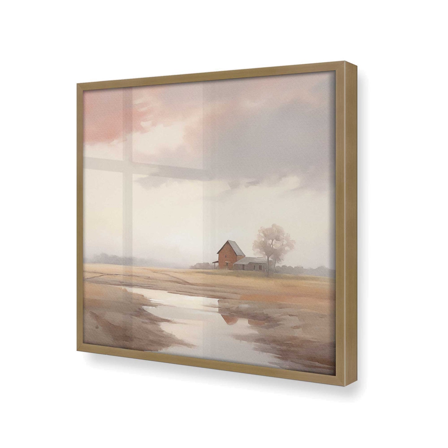 [Color:Brushed Gold], Picture of art in a Brushed Gold frame at an angle