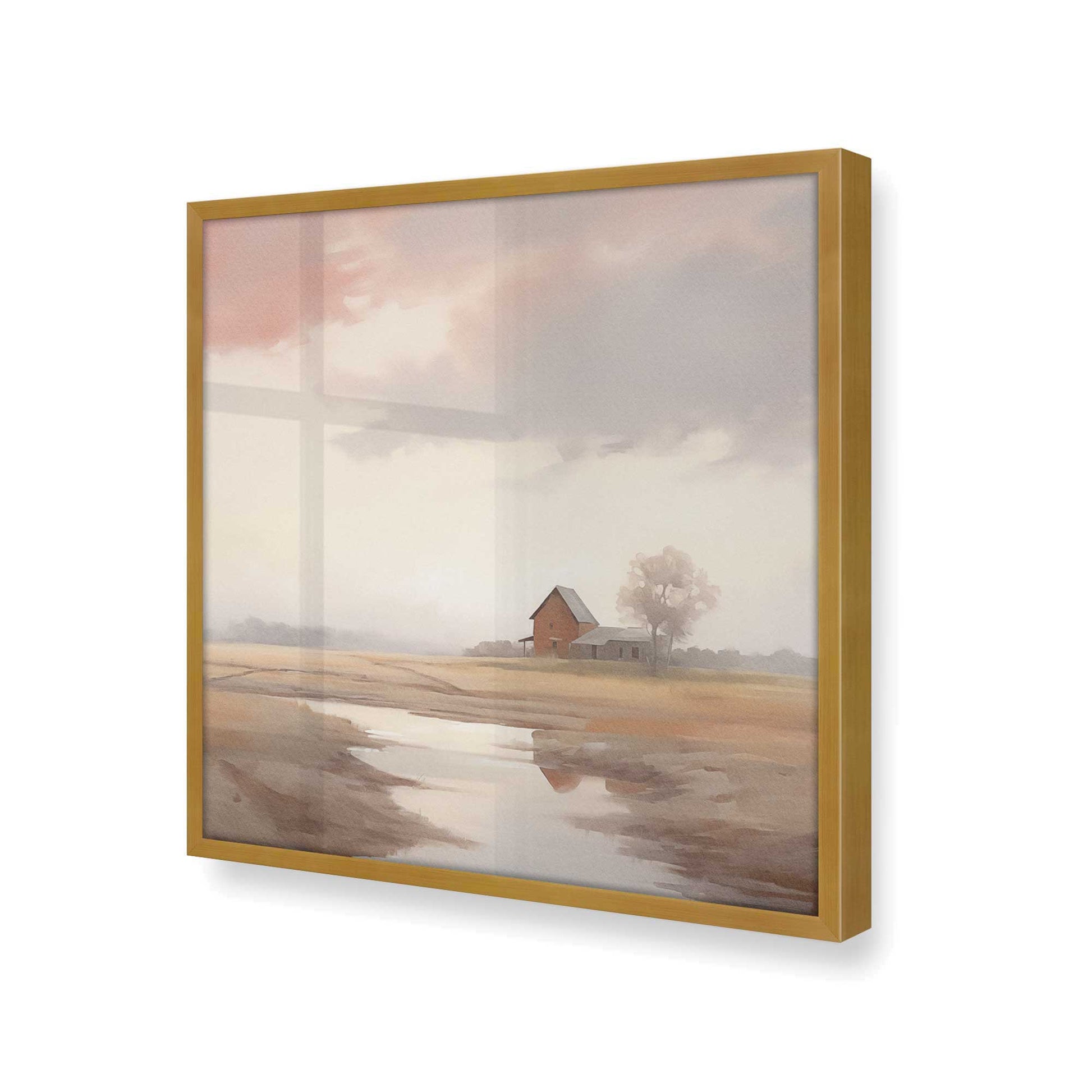 [Color:Polished Gold], Picture of art in a Polished Gold frame at an angle