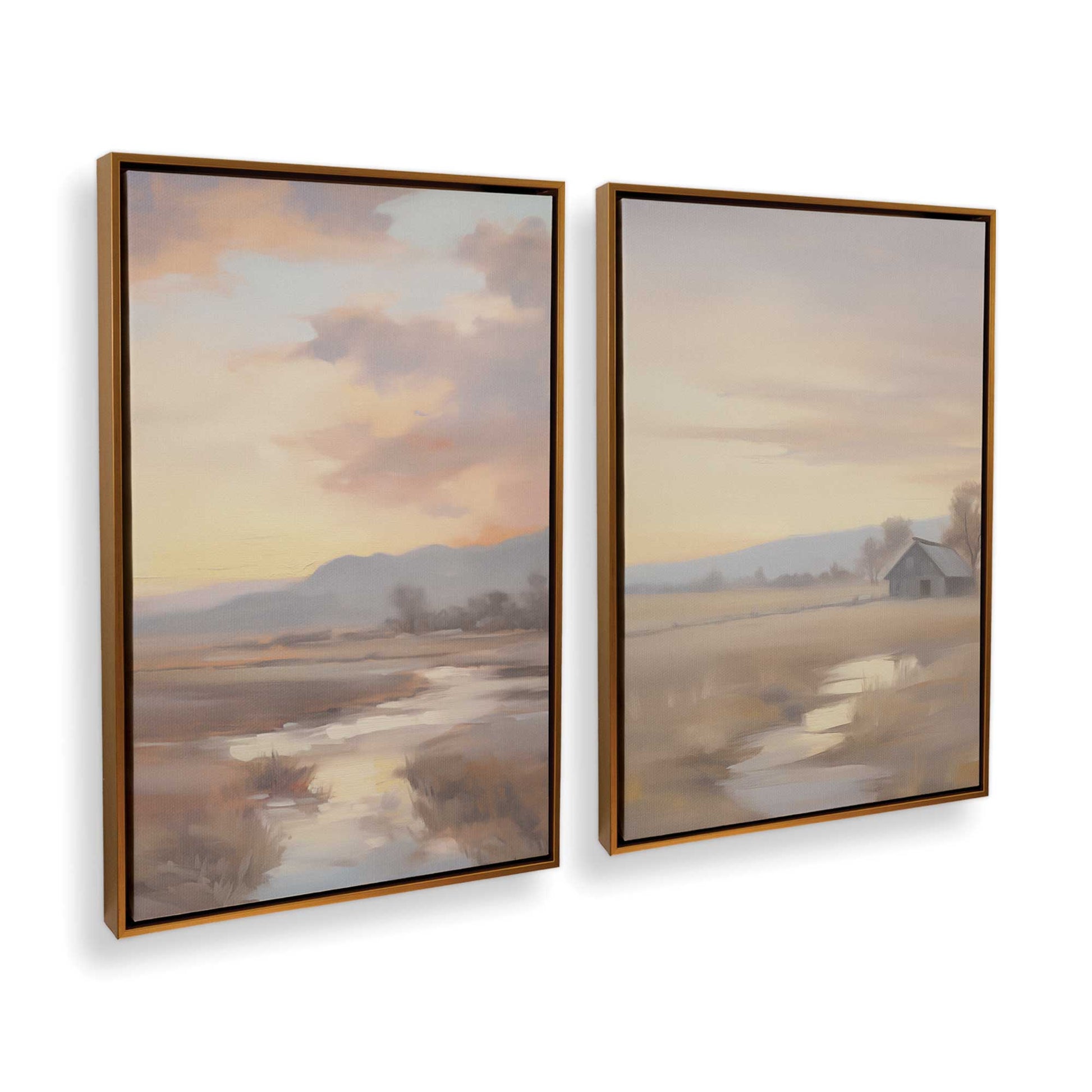 [Color:Polished Gold] Picture of art in a Polished Gold frame at an angle