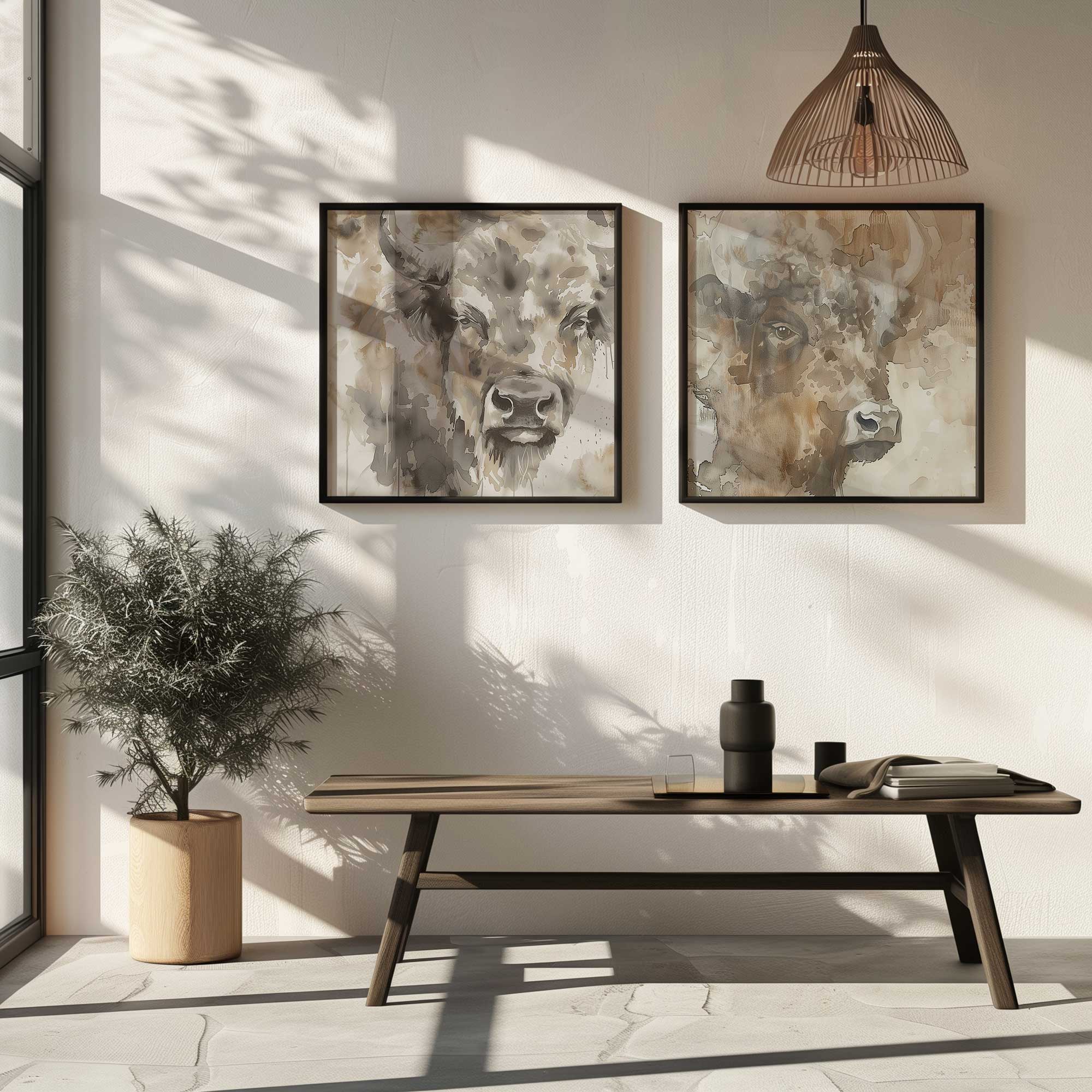 Abstract Buffalo Portraits Set of 2 Prints – Frametolia.