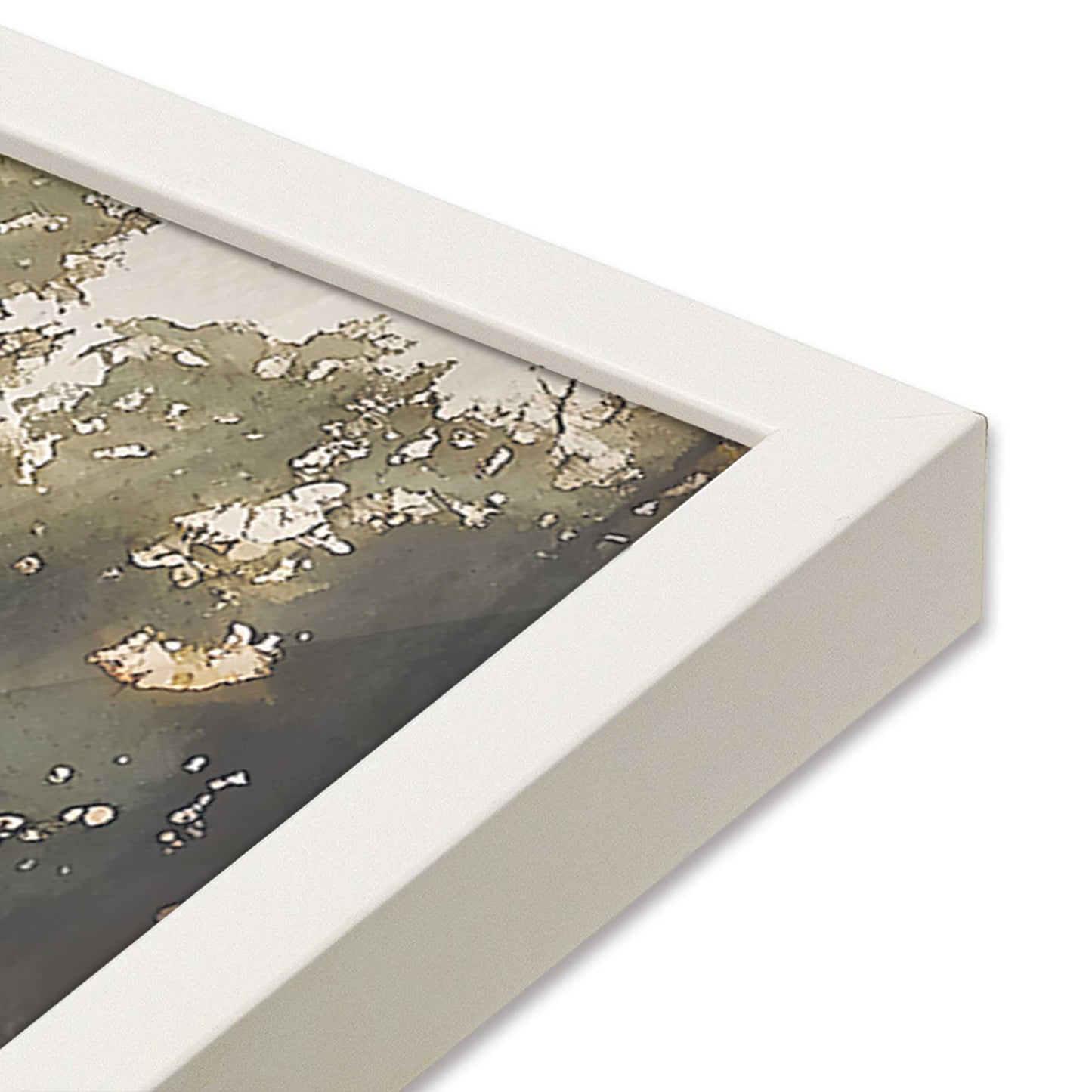[Color:Opaque White], Picture of art in a Opaque White frame at an angle