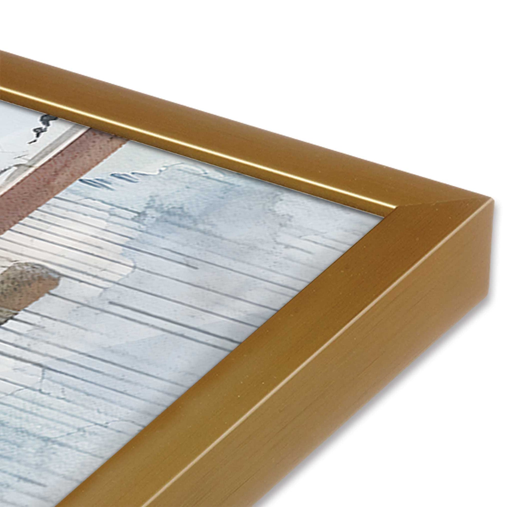 [Color:Polished Gold], Picture of art in a Polished Gold frame at an angle