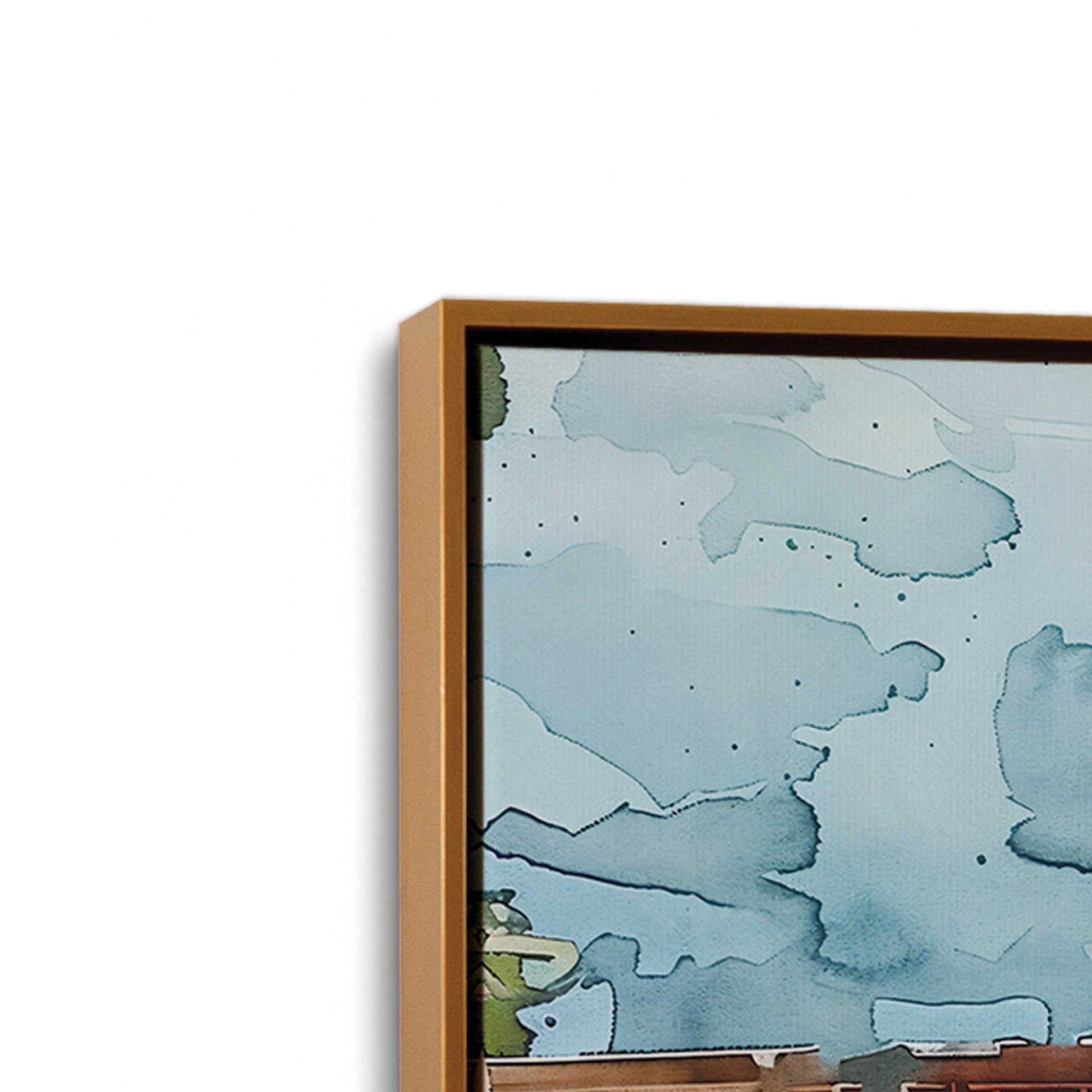 [Color:Polished Gold], Picture of art in a Polished Gold frame at an angle