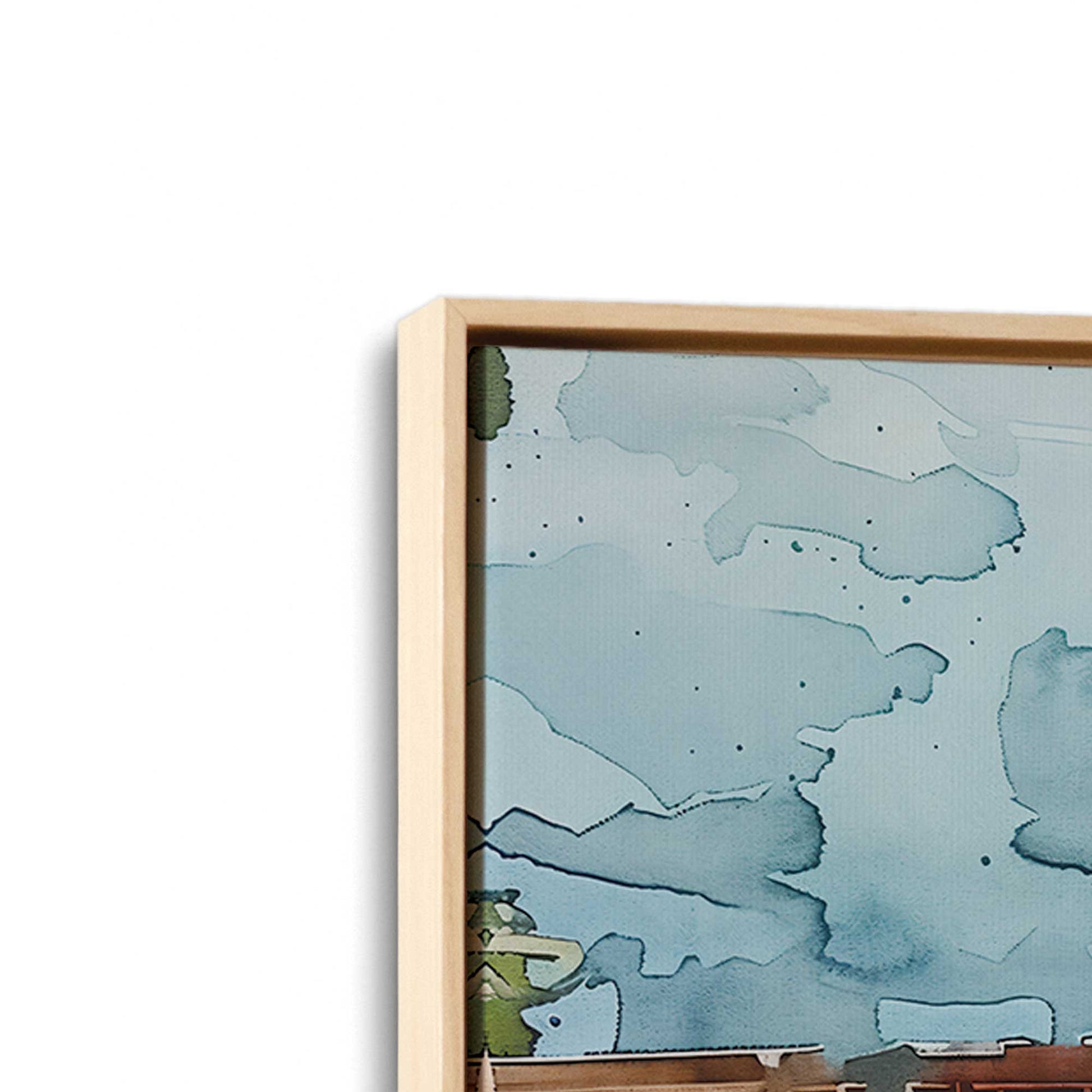 [Color:American Maple], Picture of art in a American Maple frame at an angle