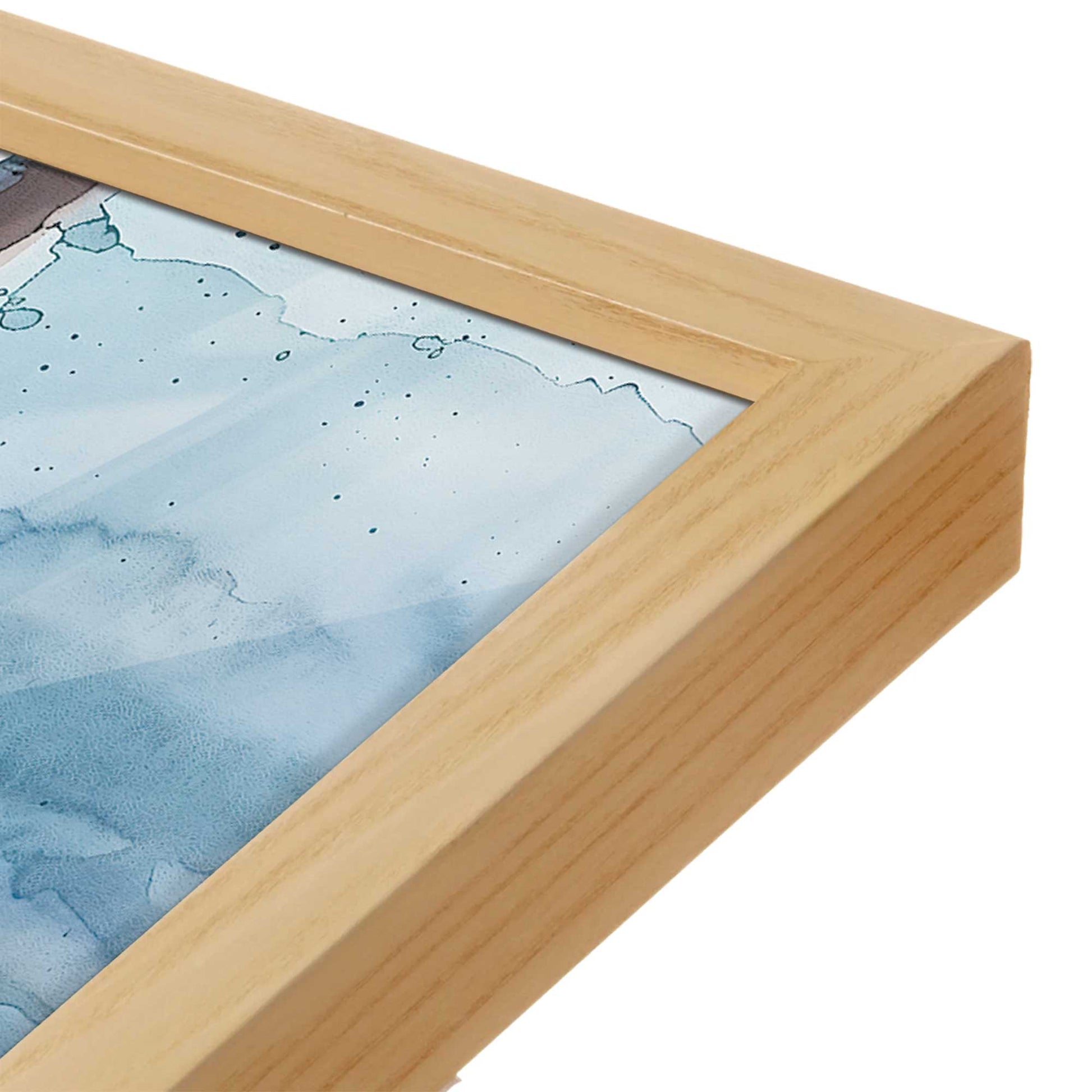[Color:American Maple], Picture of art in a American Maple frame at an angle
