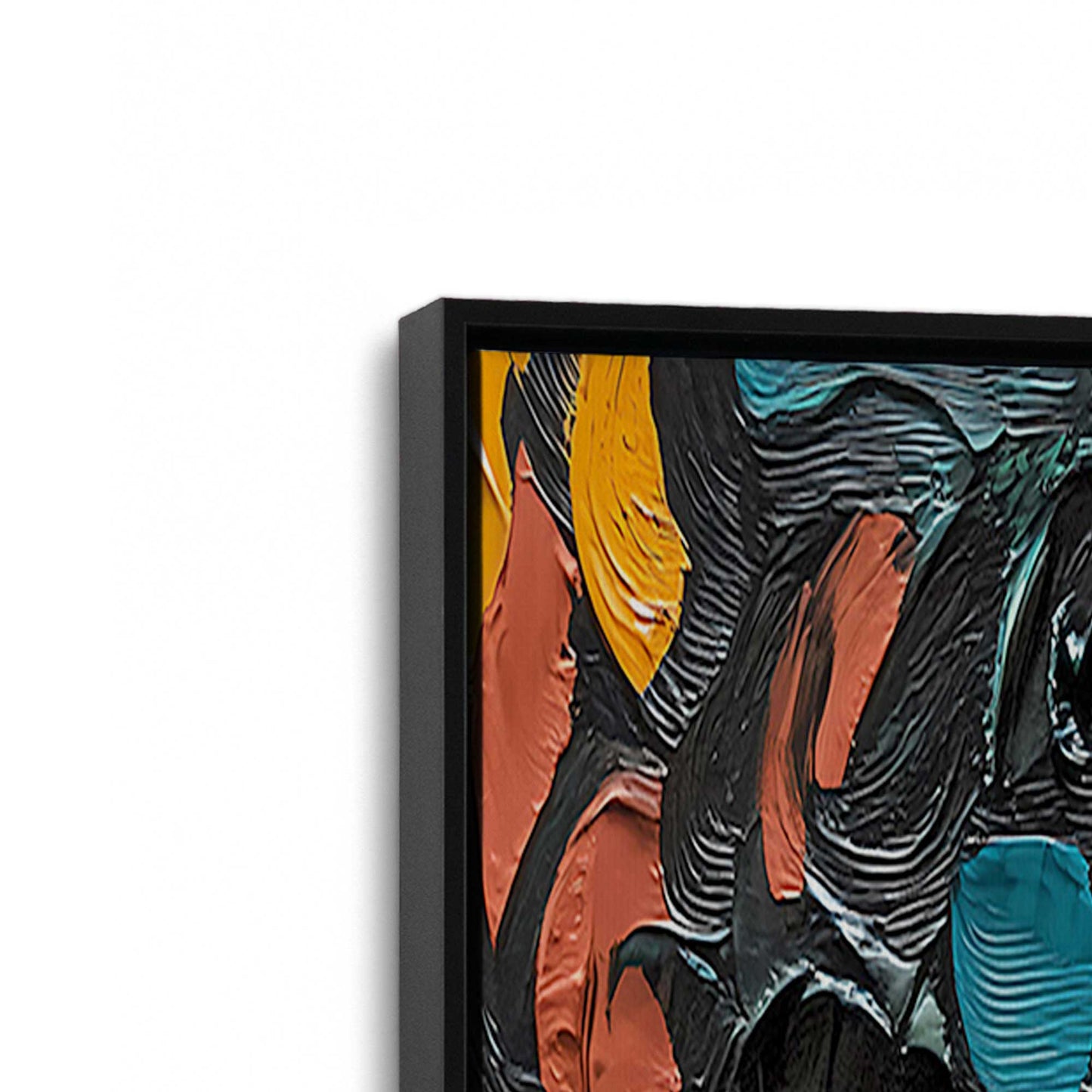 [Color:Satin Black], Picture of art in a Satin Black frame at an angle