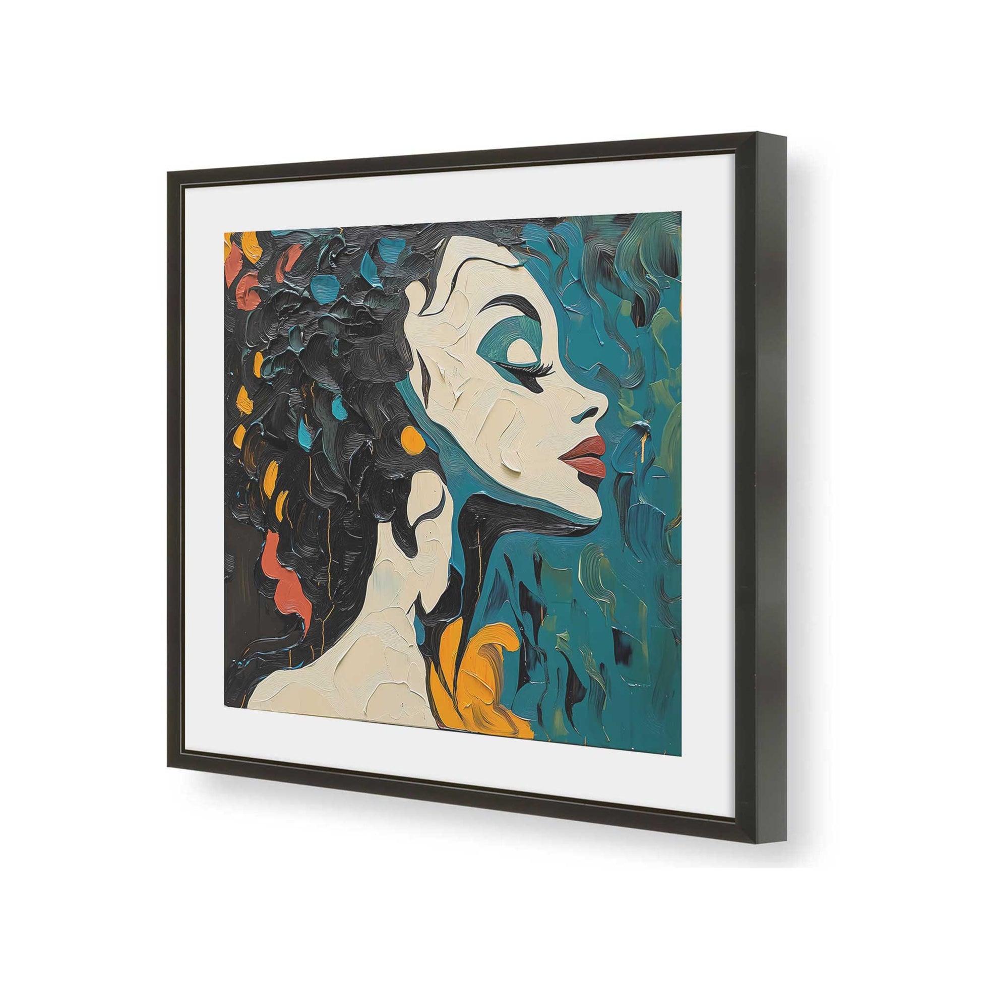 [Color:Satin Black], Picture of art in a Satin Black frame of the corner