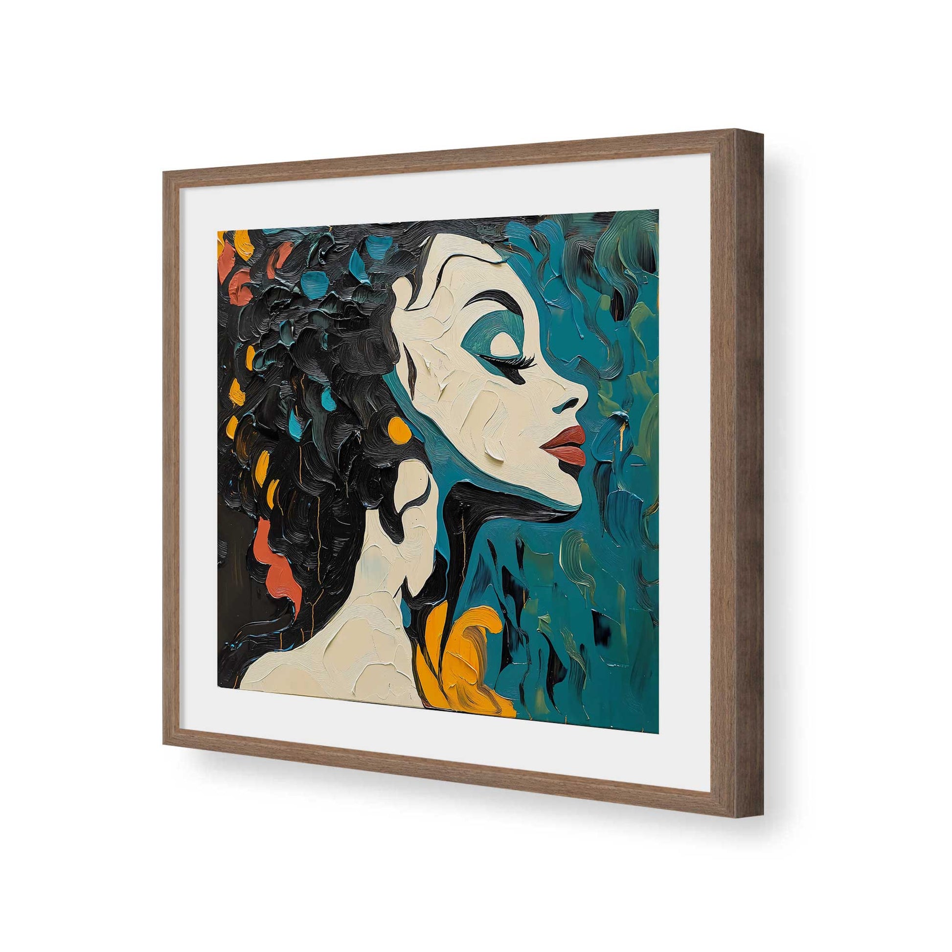 [Color:Walnut], Picture of art in a Walnut frame of the corner