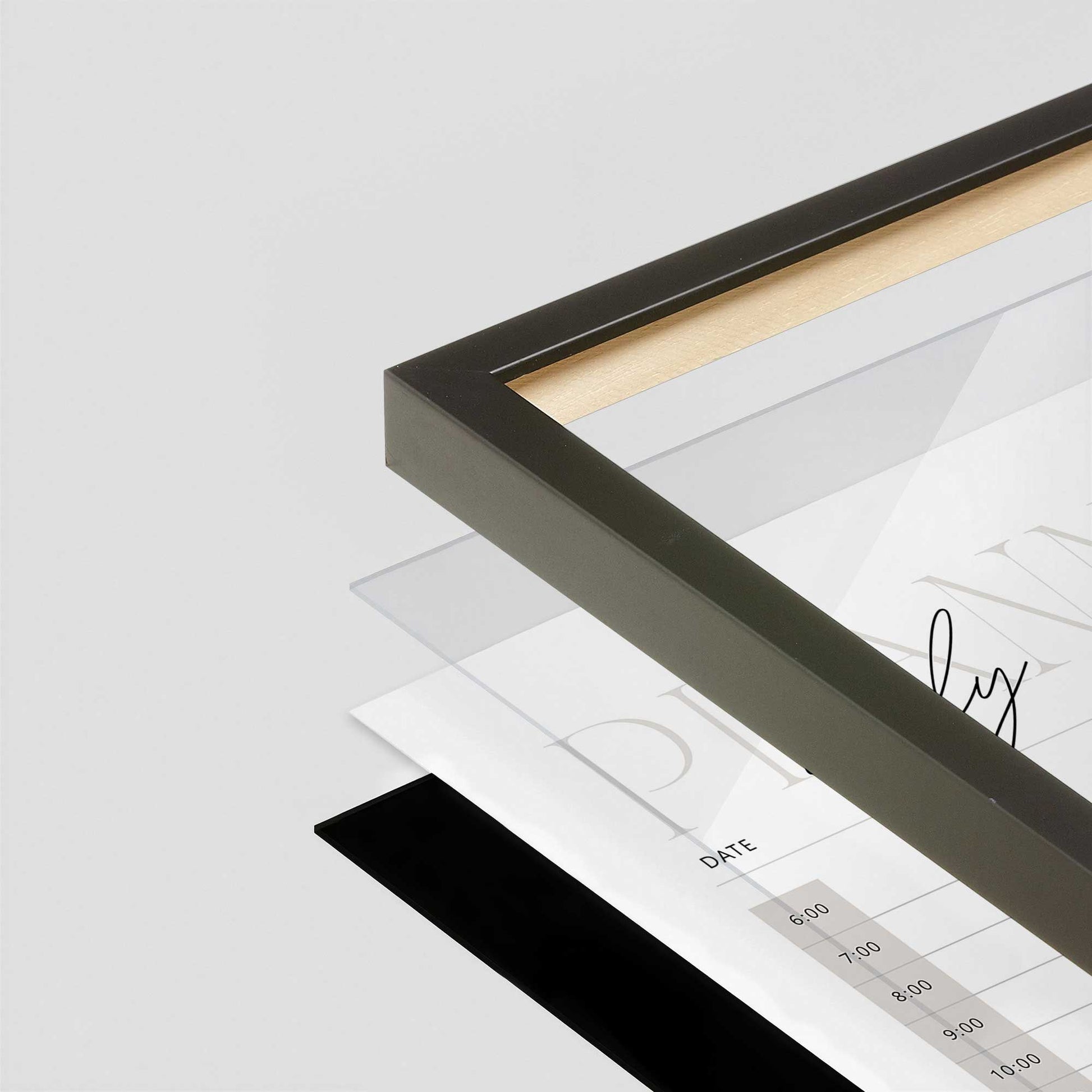 [Color:Satin Black], Picture of art in a Satin Black frame at an angle