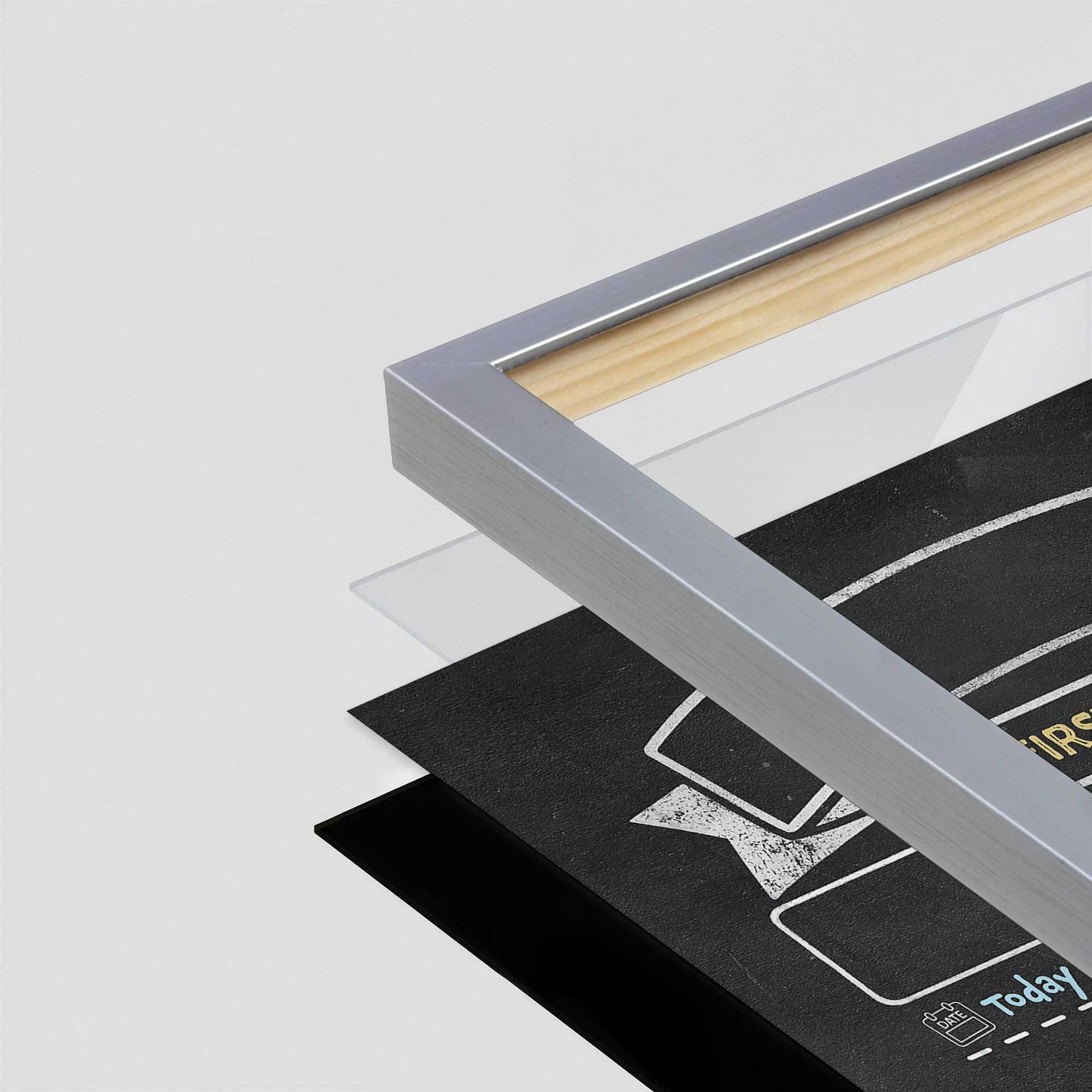 [Color:Polished Chrome], Picture of art in a Polished Chrome frame at an angle