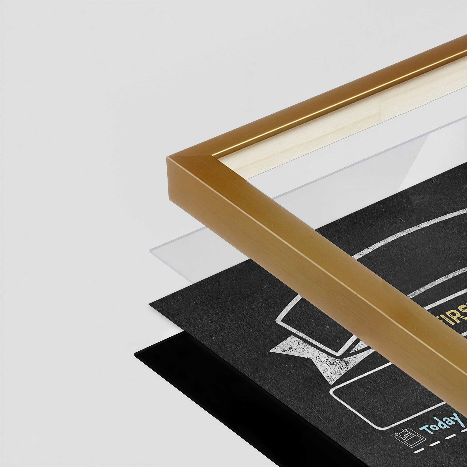 [Color:Polished Gold], Picture of art in a Polished Gold frame at an angle