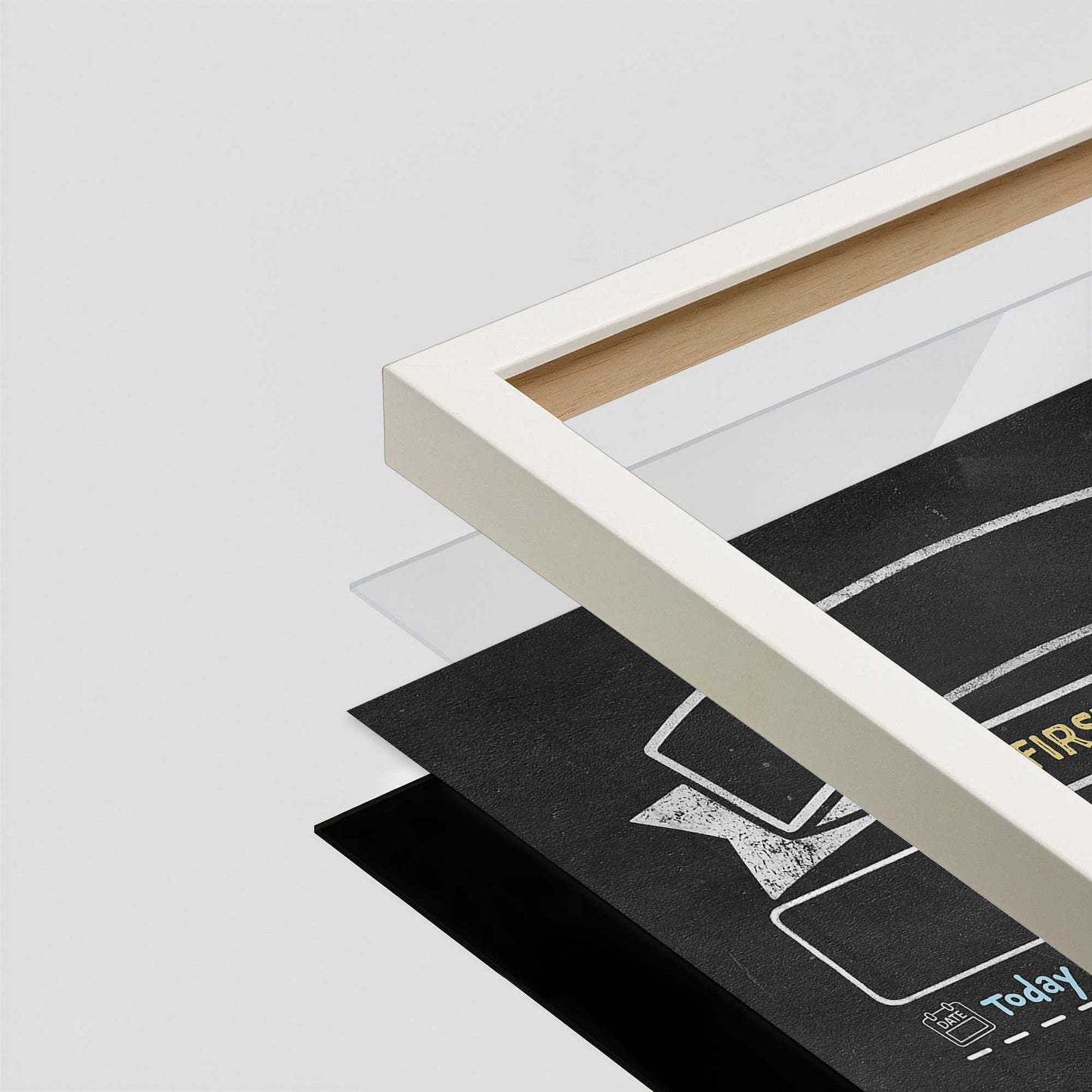 [Color:Opaque White], Picture of art in a Opaque White frame at an angle