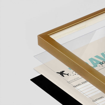 [Color:Polished Gold], Picture of art in a Polished Gold frame at an angle