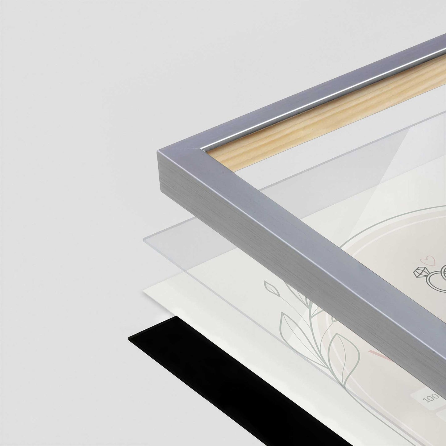 [Color:Polished Chrome], Picture of art in a Polished Chrome frame at an angle