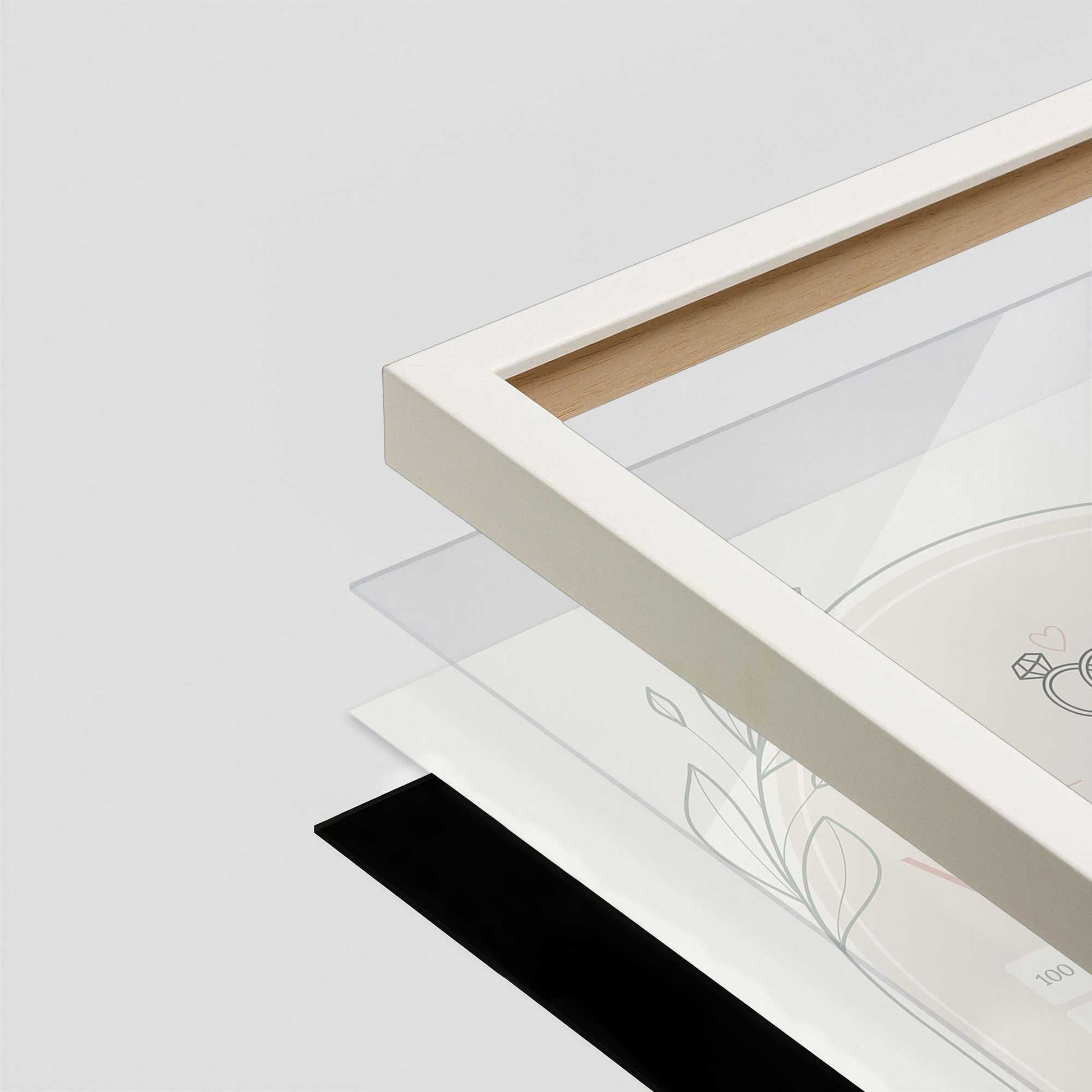 [Color:Opaque White], Picture of art in a Opaque White frame at an angle