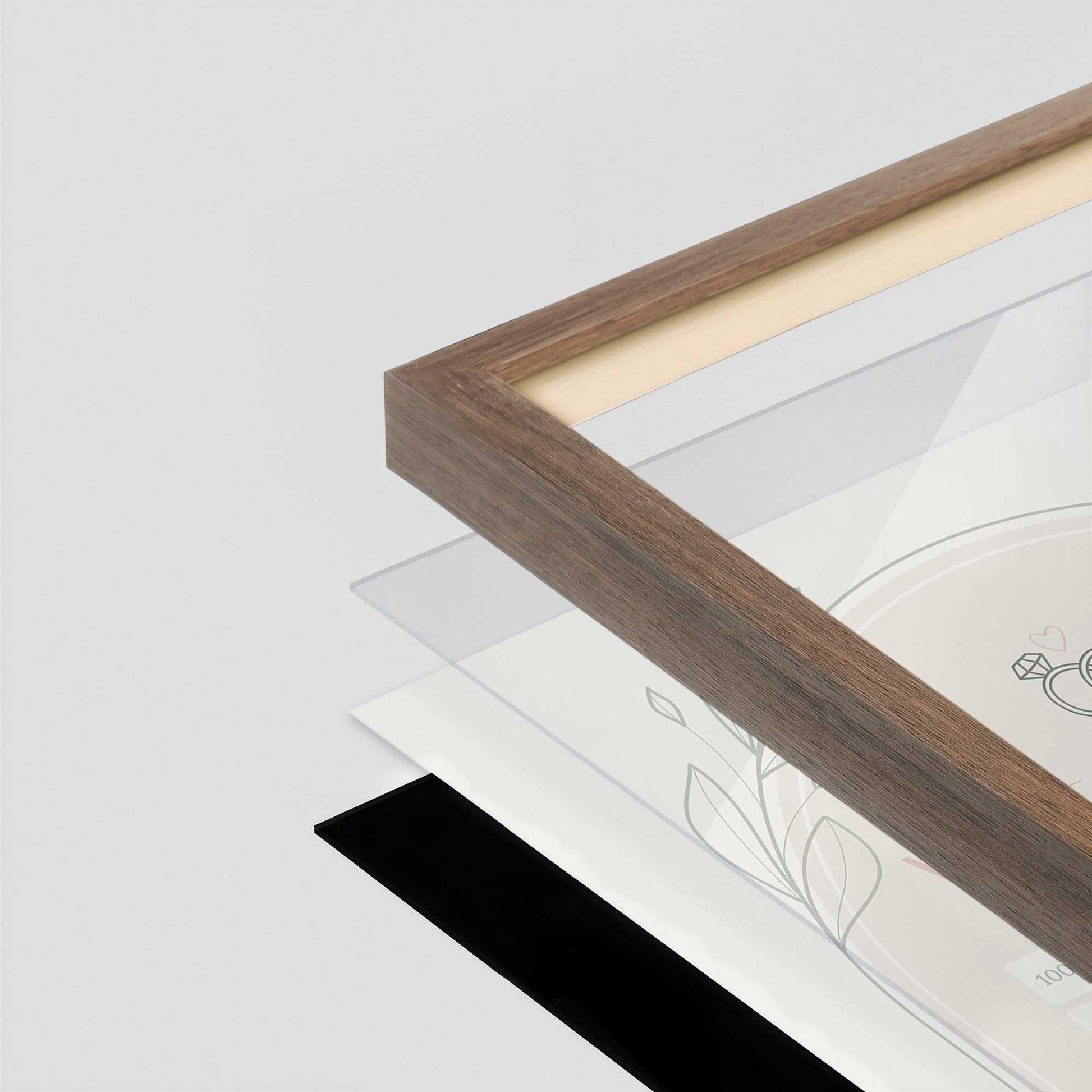 [Color:Walnut], Picture of art in a Walnut frame at an angle