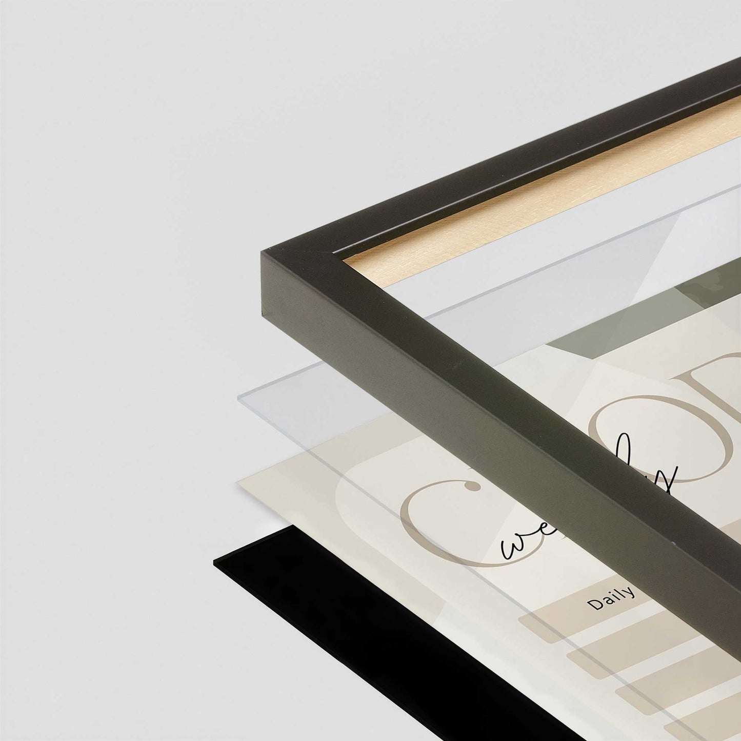 [Color:Satin Black], Picture of art in a Satin Black frame at an angle