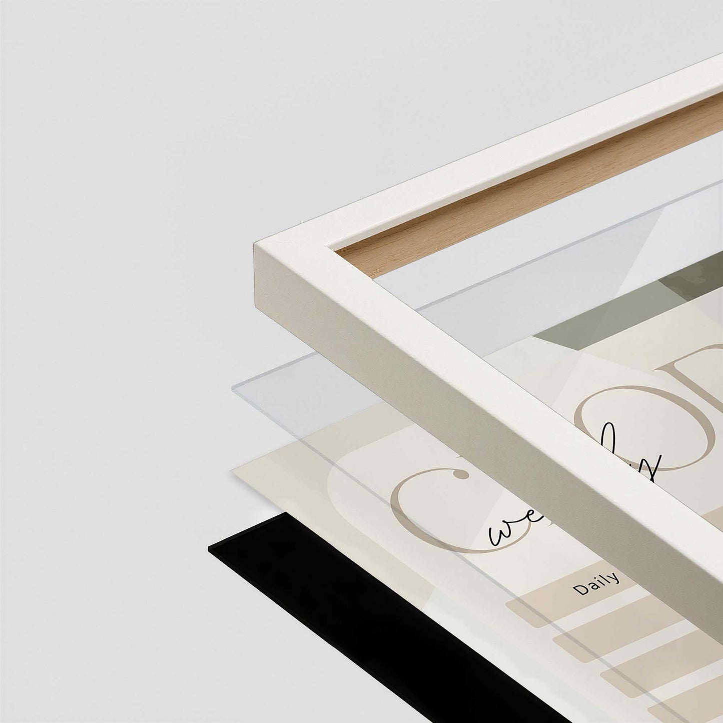 [Color:Opaque White], Picture of art in a Opaque White frame at an angle